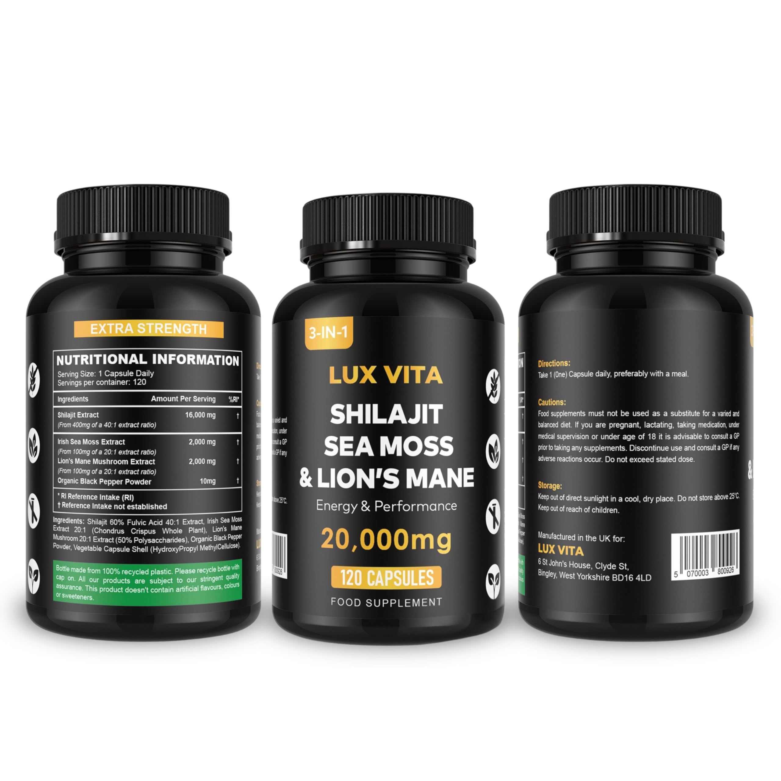 Shilajit, Sea Moss & Lion's Mane — Daily Vitality Trio