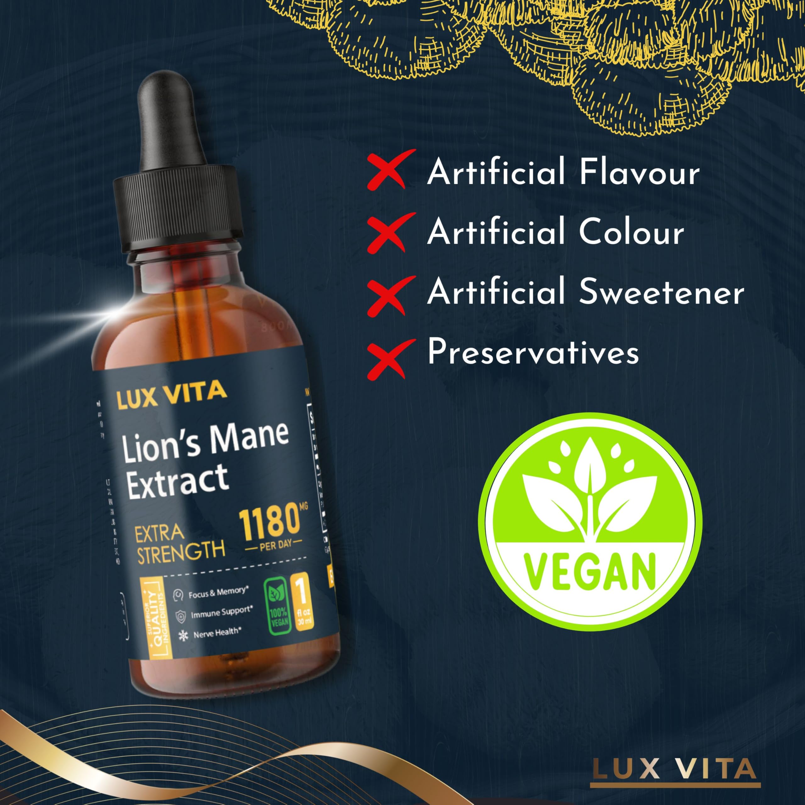 Lion's Mane Drops — Brain Focus & Mental Clarity