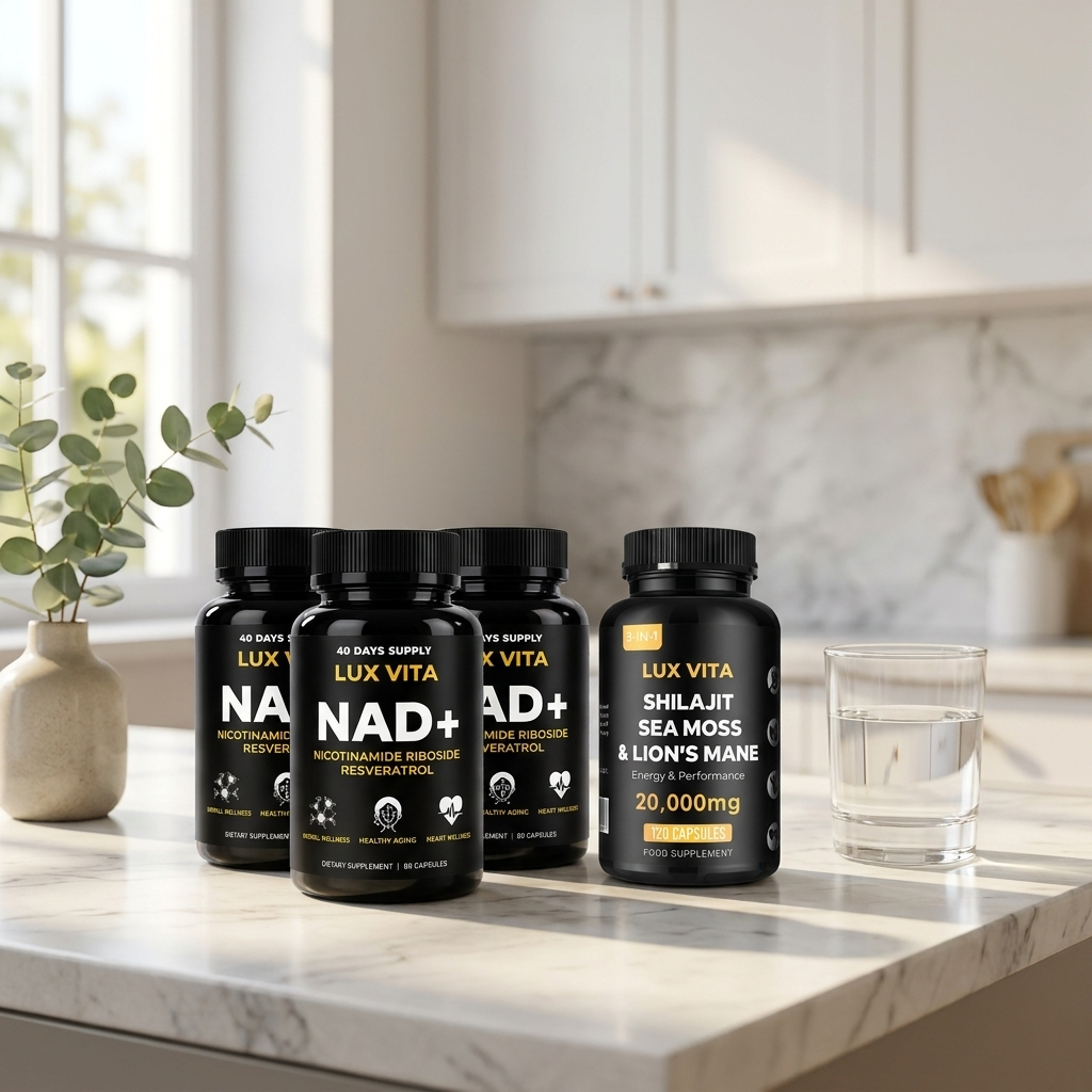Cellular Energy & Vitality Stack — 3x NAD+ Capsules and 1x Shilajit, Sea Moss & Lion's Mane lifestyle bundle