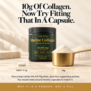 10g of collagen per scoop compared with a capsule