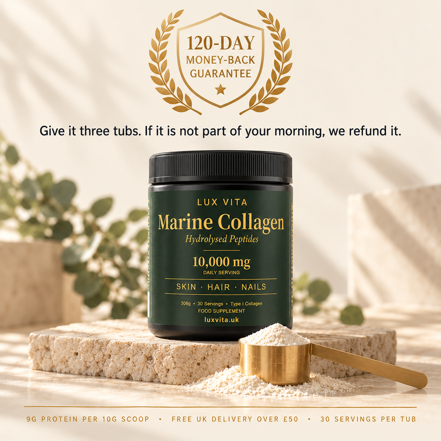 120-day money-back guarantee — Lux Vita Marine Collagen